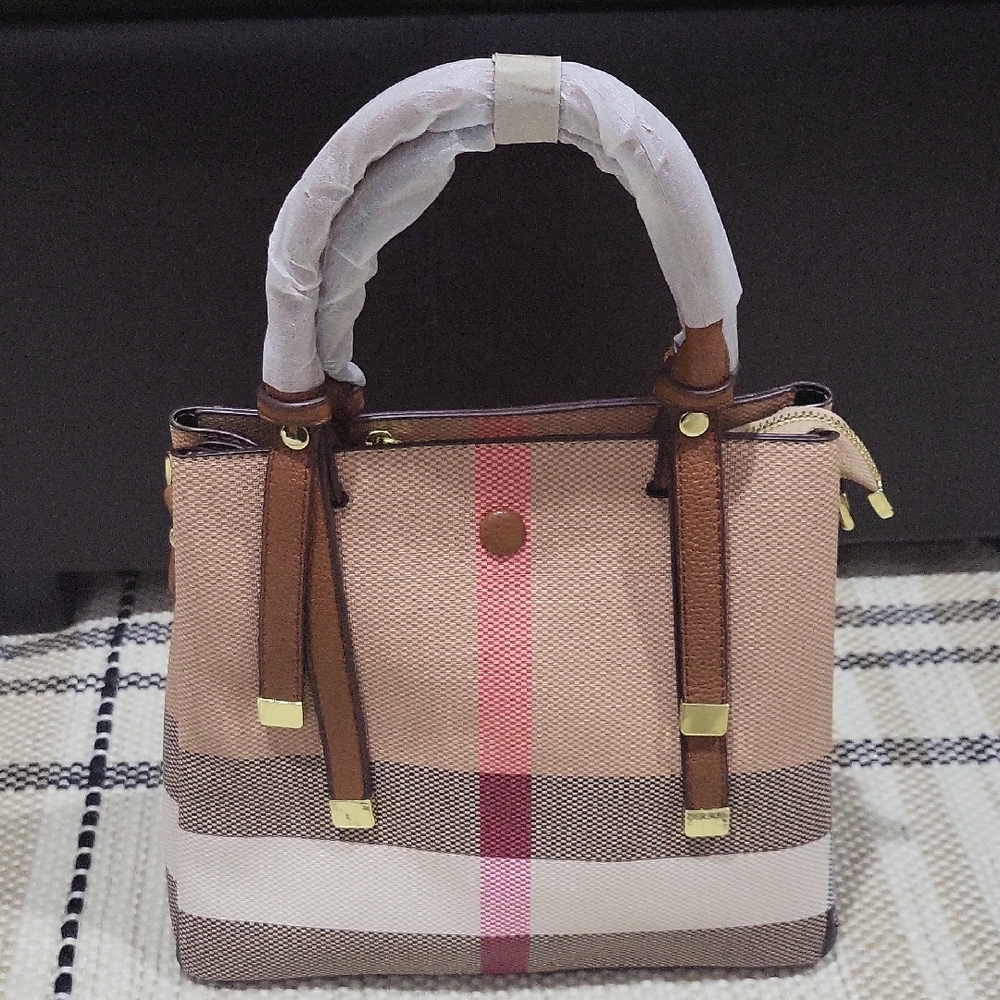 Stylish Reddish-Pink and Brown Women's Handbag